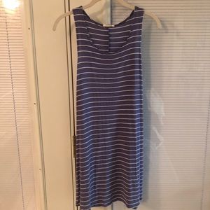 Sleeveless coverup sundress blue white stripe